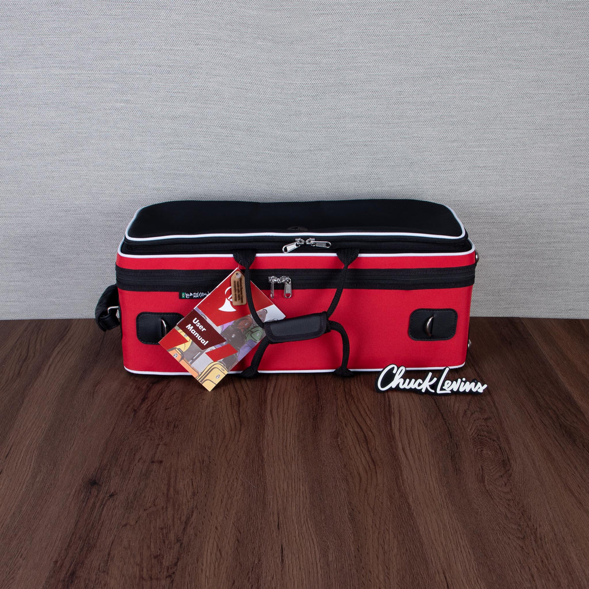 Marcus Bonna Custom Double Case for Piston Trumpets - Red / Black, Carbon Fiber Shell