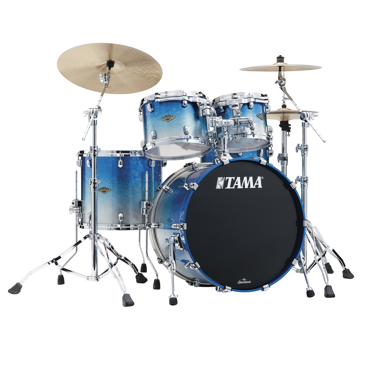 TAMA Starclassic Walnut/Birch 4-Piece Shell Pack - Molten Blue Ice Fade