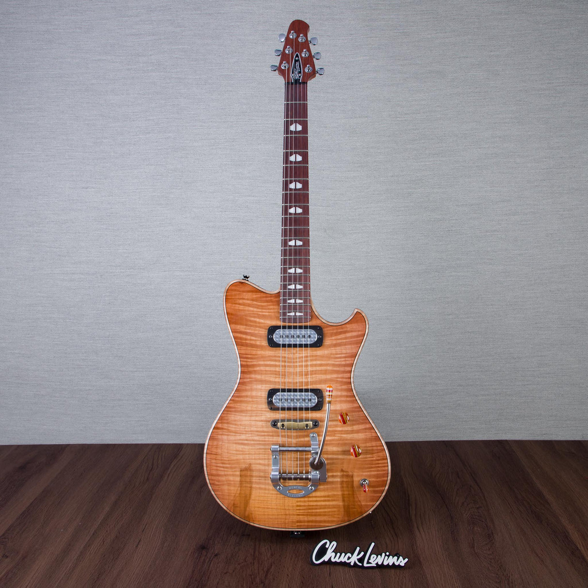 Powers Electric A-Type Electric Guitar - Pale Ale With White Pearloid - #B131