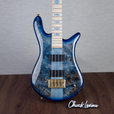 Spector Euro 4 LT Poplar Burl Over Ash Electric Bass Guitar - Faded Light Blue Gloss - CHUCKSCLUSIVE - #]C121NB23310