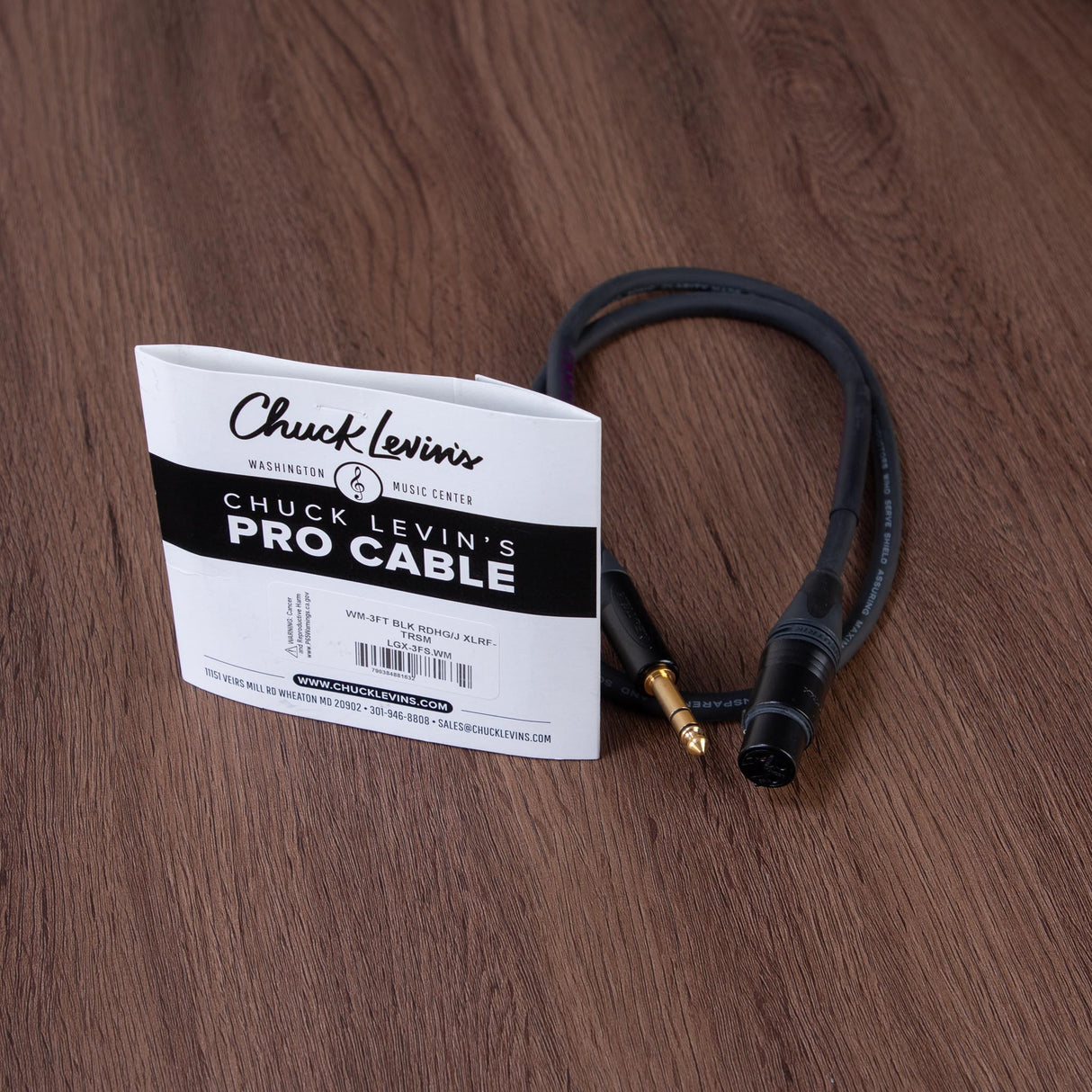 Chuck Levins LGXF-3-WM 3-Foot Balance LGX Cable - XLRF to TRSM