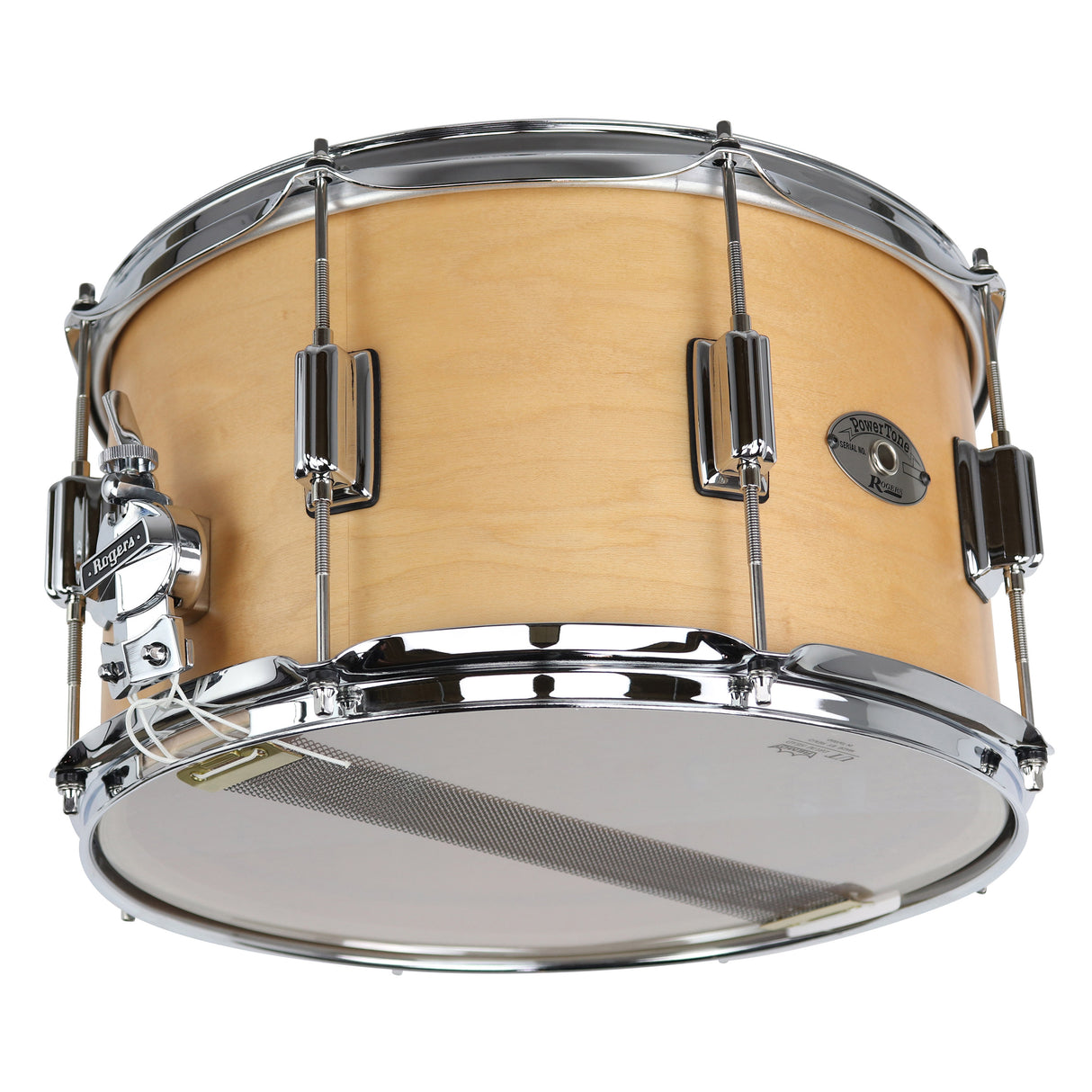 Rogers PowerTone 28SN 8x14 Wood Shell Snare Drum - Satin Natural