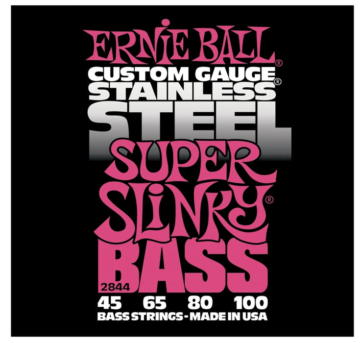 Ernie Ball 2844 Stainless Steel Electric Bass Strings, Super Slinky (45 - 100)