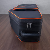 Marcus Bonna Baritone Saxophone Low A Case with Wheels - Black with Orange Trim and Badge