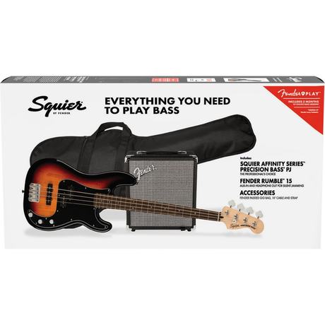 Squier Affinity Series Precision Bass PJ Pack - 3-Color Sunburst, Laurel Fingerboard - New