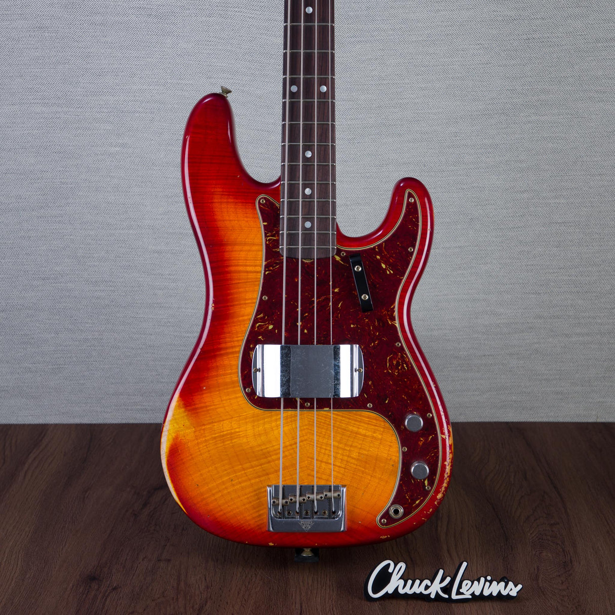 Fender Custom Shop Artisan Flame Precision Bass Electric Guitar - Aged Cherry Sunburst - #CZ587740