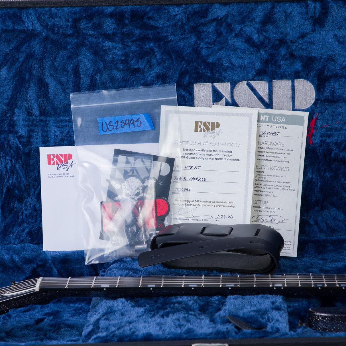 ESP USA M-I NTB NT Electric Guitar - Black Sparkle - #US25495
