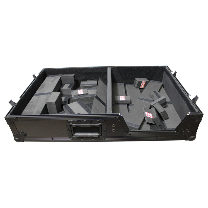 ProX XS-TMC1012WBL Flight Case for Single Turntable Battle Style for 10-12 Inch Mixer | Black on Black