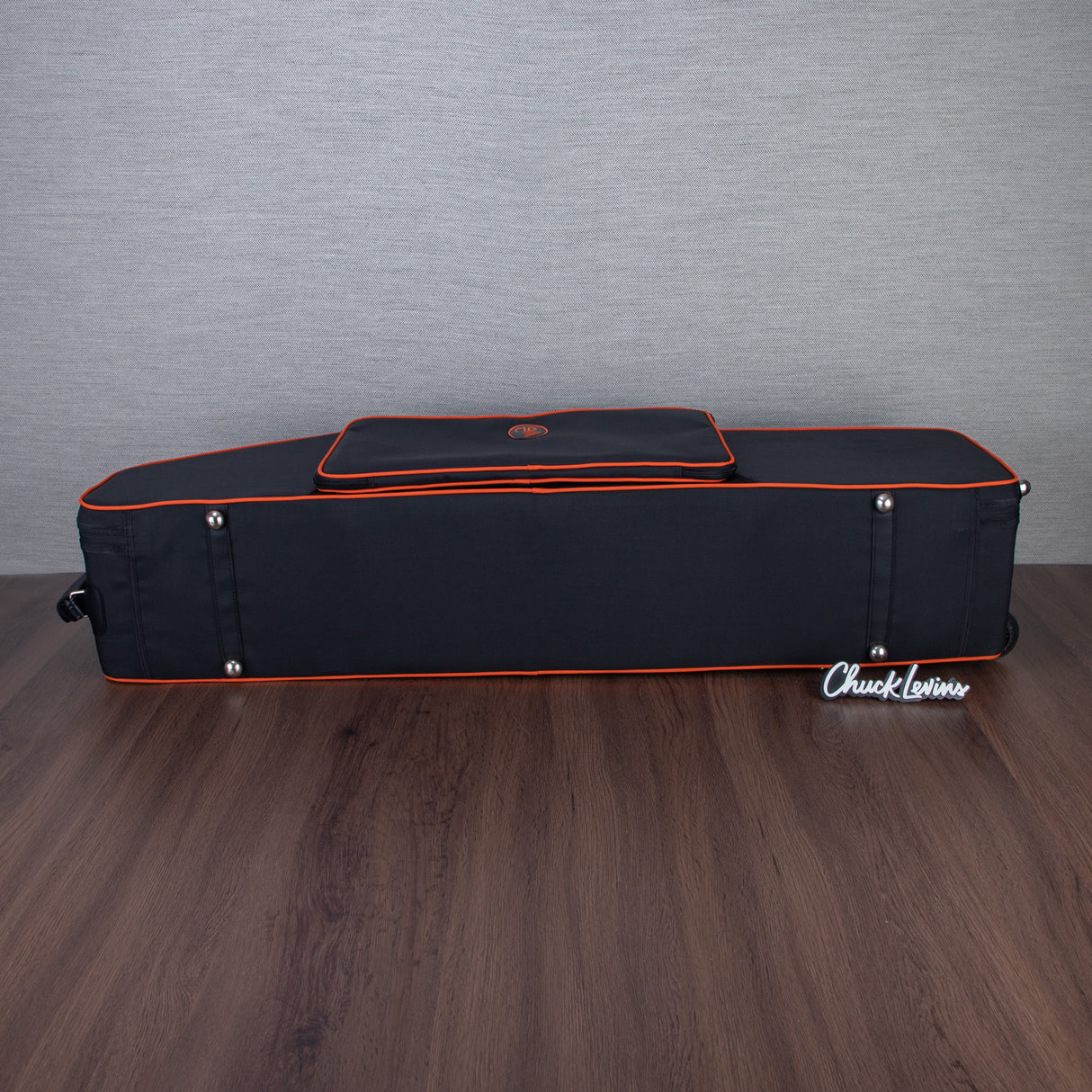 Marcus Bonna Baritone Saxophone Low A Case with Wheels - Black with Orange Trim and Badge