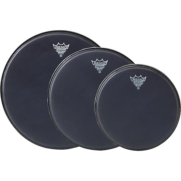 Remo Black Suede Emperor Tom Drum Head Pack - 12/14/16-Inch