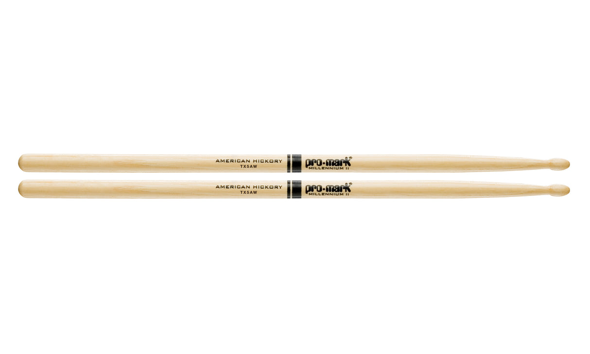 Promark TX5AW Hickory 5A Wood Tip Drumsticks