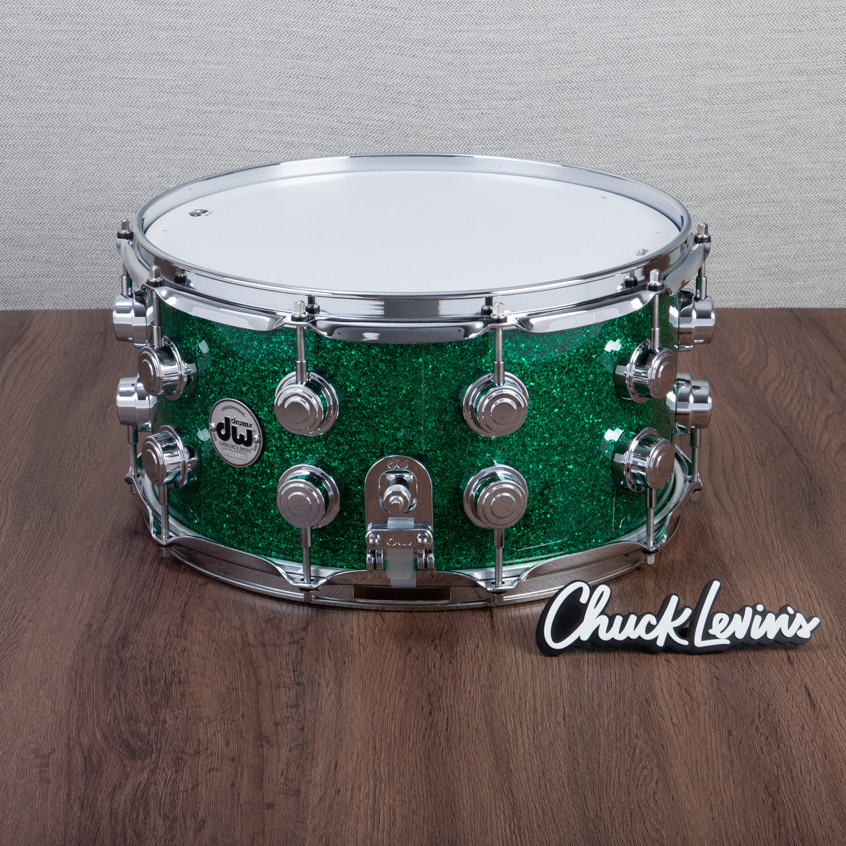 DW 7 x 14-Inch Collector's Series SSC Maple Snare Drum - Green Glass with Chrome Hardware
