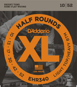 D'addario EHR340 Half Round Electric Guitar Strings, Light Top/Heavy Bottom, 19268