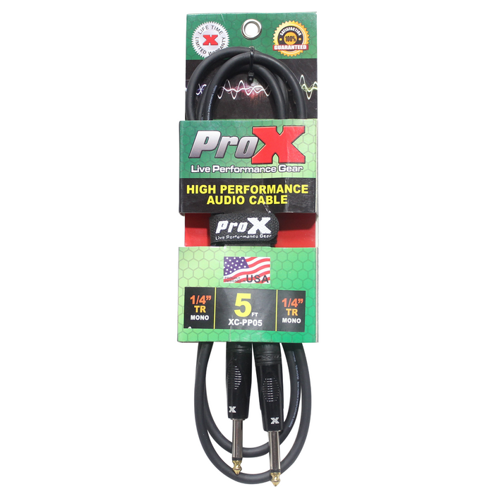 ProX XC-PP05 5 Ft. Unbalanced 1/4" TS-M to 1/4" TS-M High Performance Audio Cable