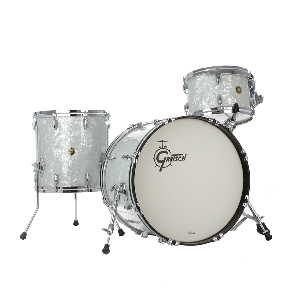 Gretsch USA Custom Nitron 3 Piece Shell Pack, 60's White Marine Pearl - 12/14/20