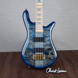 Spector Euro 4 LT Poplar Burl Over Ash Electric Bass Guitar - Faded Light Blue Gloss - CHUCKSCLUSIVE - #]C121NB23284
