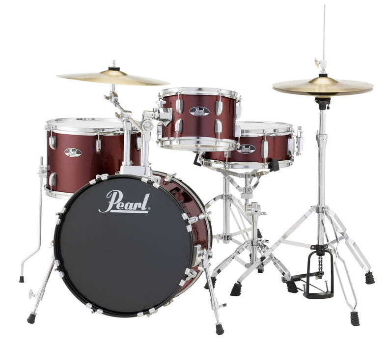 Pearl Roadshow Complete 4-Piece Drum Set With Hardware and Cymbals - Wine Red - New,Wine Red