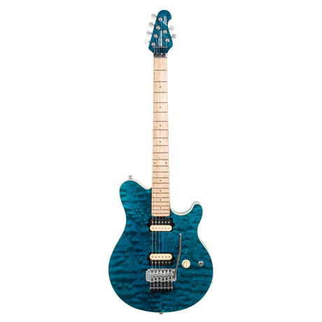 Ernie Ball Music Man 30th Anniversary Axis Electric Guitar - Translucent Blue Quilt Top/Black Blue Sparkle Back