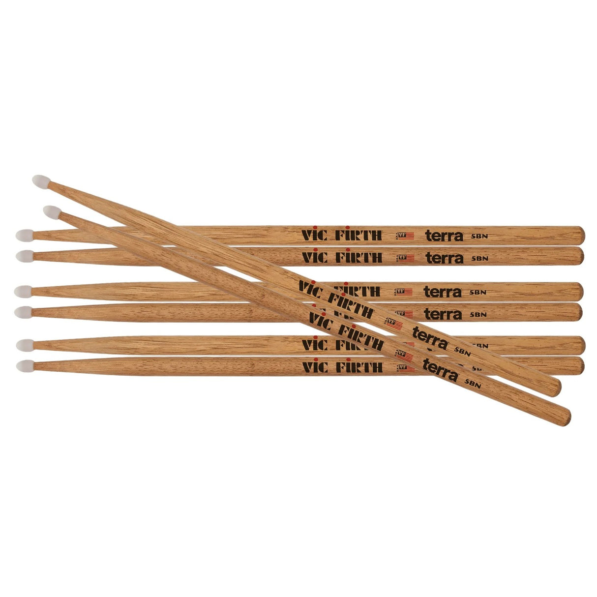Vic Firth American Classic 5BTN Terra Series Drumsticks with Nylon Tip - 4 Pairs