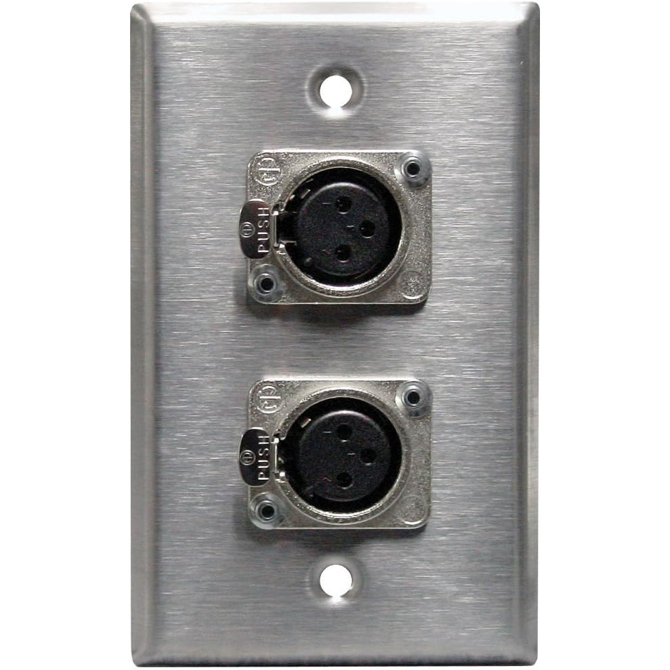 RapcoHorizon SP-2DFN XLR Single Gang Wall Plate with 2 Neutrik NC3FD-L-1 Connector