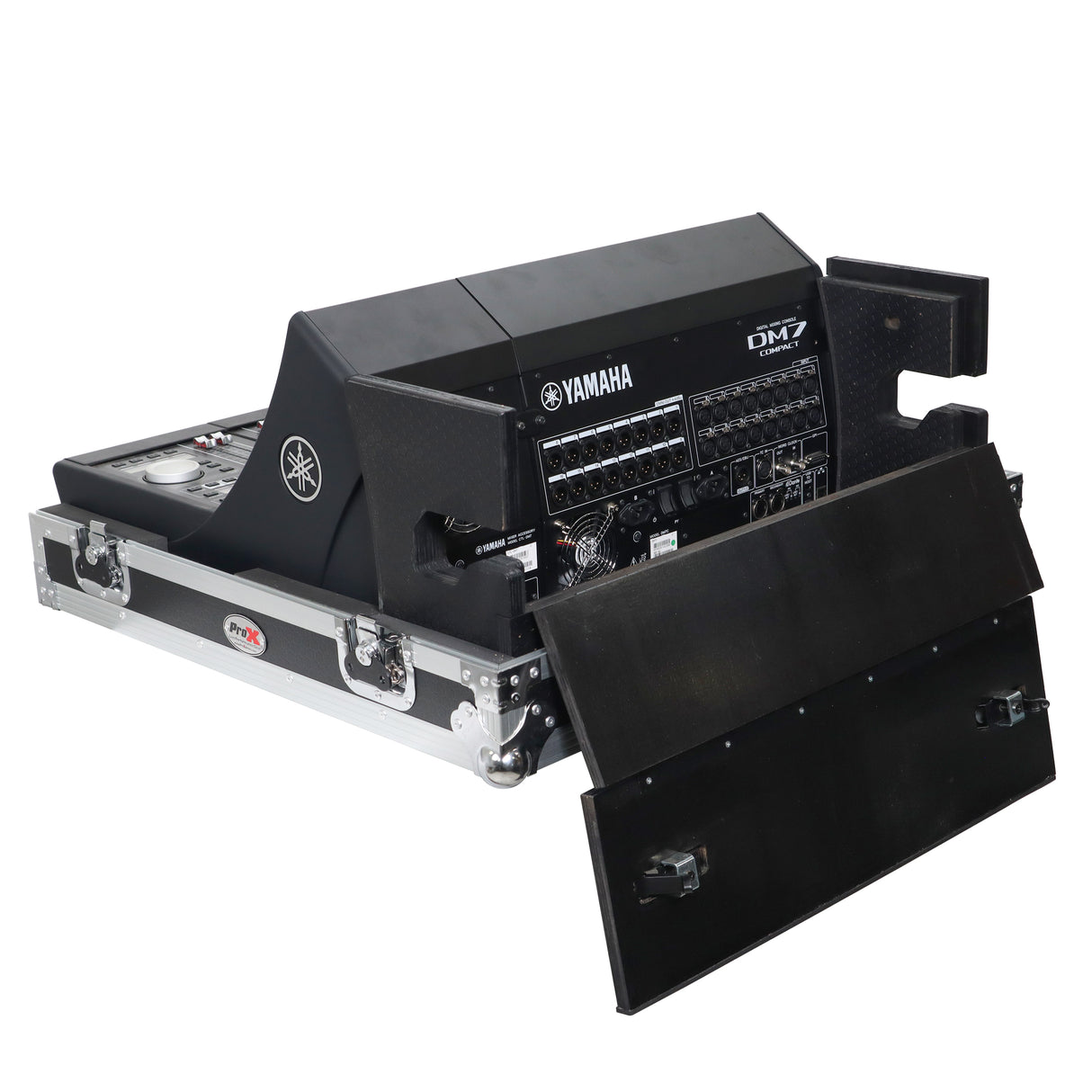 ProX XS-YDM7COMPACTEXDHW ATA Digital Audio Mixer Flight Case for Yamaha DM7 Compact Expansion Console with Doghouse compartment and Caster wheels