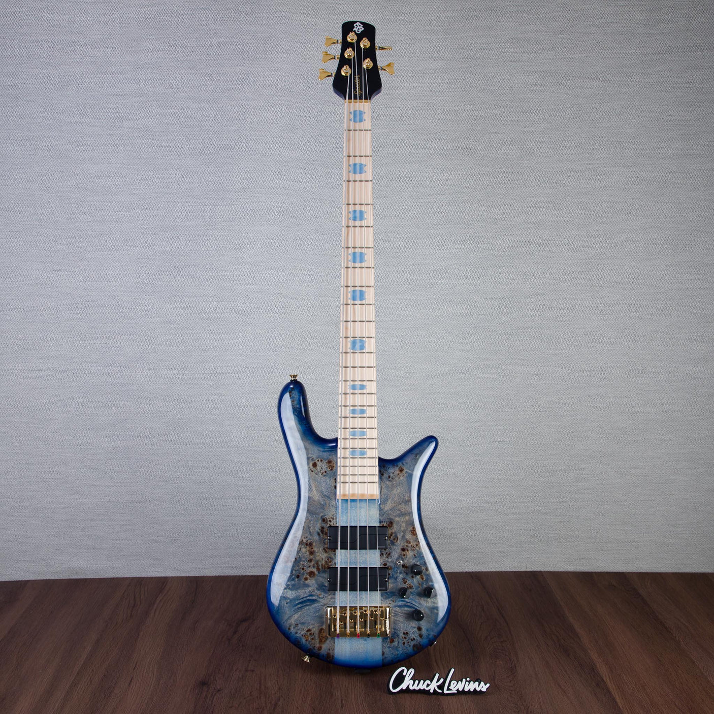 Spector Euro 5 LT Poplar Burl Over Ash 5-String Electric Bass Guitar - Faded Light Blue Gloss - CHUCKSCLUSIVE - #]C121NB23298