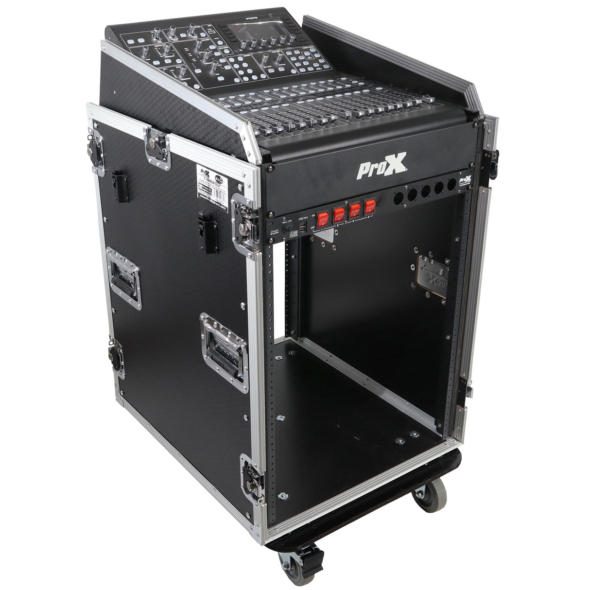 ProX T-16MRSS13ULT Universal 19 Rack-mount Mixer with 13U Top and 16U Front with 2 Side Work Tables