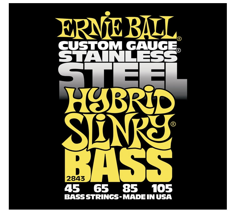 Ernie Ball 2843 Stainless Steel Electric Bass Strings, Hybrid Slinky (45 - 105)