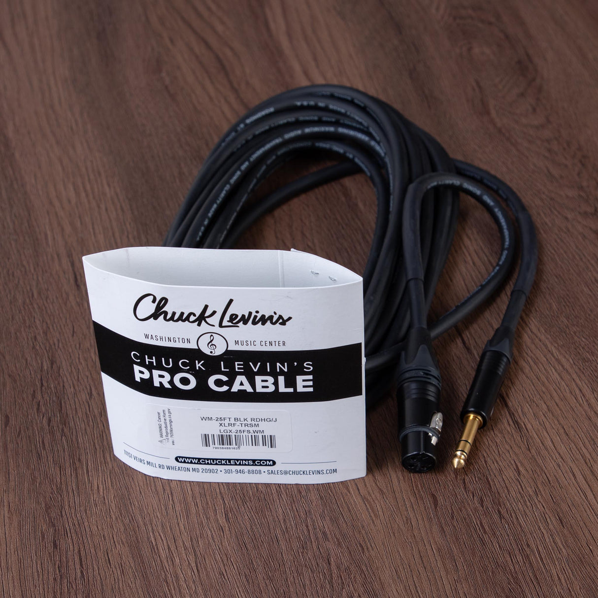 Chuck Levins LGXF-25-WM 25-Foot Balance LGX Cable - XLRF to TRSM