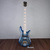 Spector Euro 4 LT Poplar Burl Over Ash Electric Bass Guitar - Faded Light Blue Gloss - CHUCKSCLUSIVE - #]C121NB23243