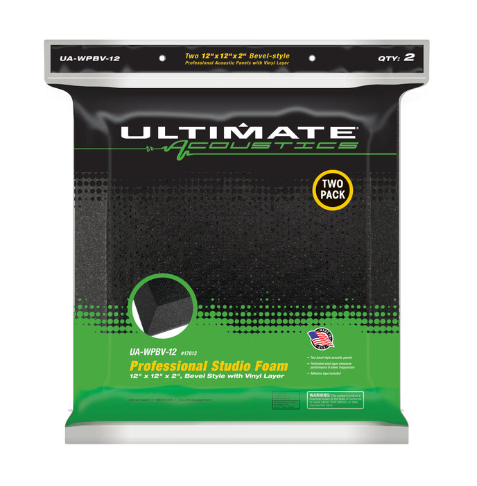 Ultimate Support UA-WPBV-12 Bevel-style Absorption Panel Professional Studio Foam with Vinyl Layer - 12"x12"x2" (Pair)