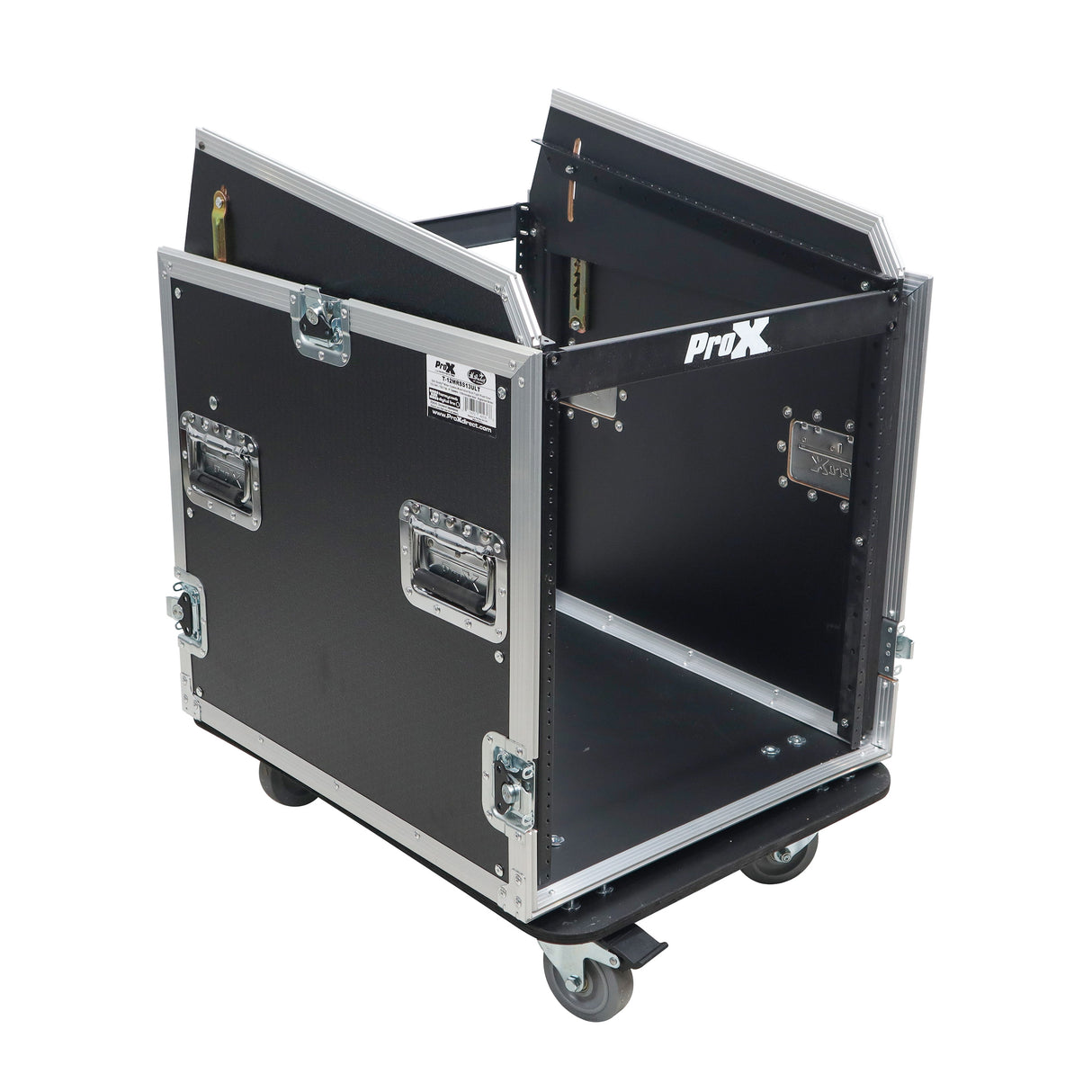 ProX T-12MRSS13ULT 13U Top 12U Front Rack Combo Flight Case with Laptop Shelf and Casters