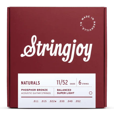 Stringjoy Naturals Phosphor Bronze Acoustic Guitar Strings - Super Light Gauge (.011-.052)