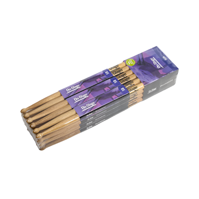 On-Stage 5B Drum Sticks - 12 Pair Pack