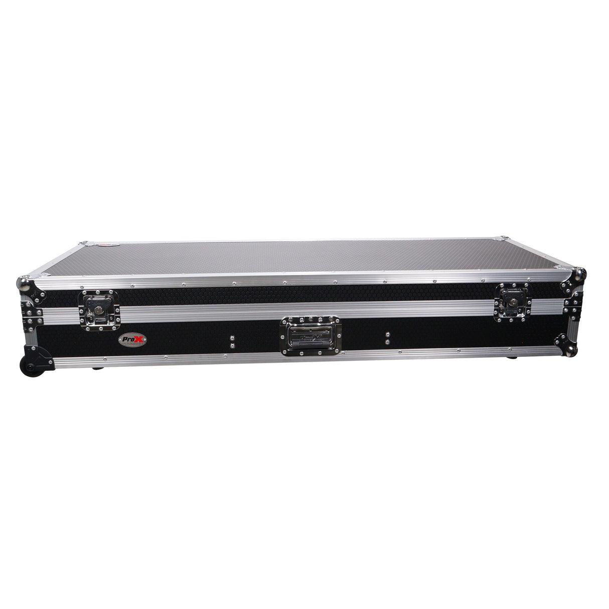 ProX XS-TMC1012WLTFSTND DJ Coffin Flight Case for (2) 1200 Style Turntables 10-inch 12-inch Mixers with Sliding Laptop Shelf and Wheels