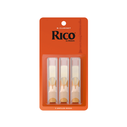 D'Addario RCA03 Rico Unfiled B-Flat Clarinet Reed 3-Pack - New,1.5