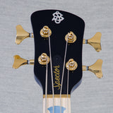 Spector Euro 4 LT Poplar Burl Over Ash Electric Bass Guitar - Faded Light Blue Gloss - CHUCKSCLUSIVE - #]C121NB23310