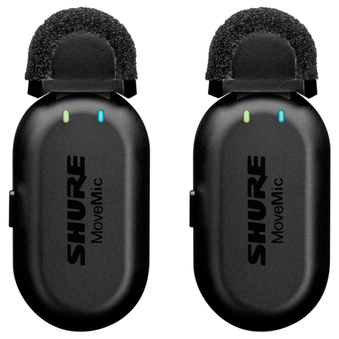 Shure MoveMic Two - Two-Channel Wireless Lavalier Microphone Set with Charge Case