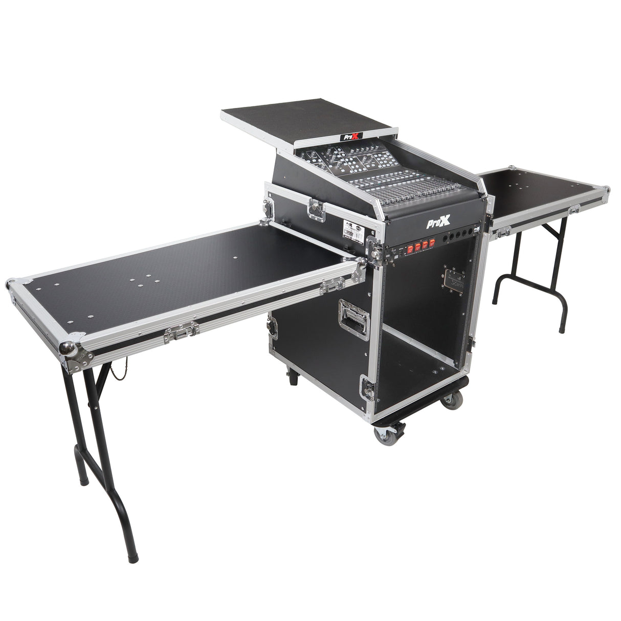 ProX T-16MRSS13ULT Universal 19 Rack-mount Mixer with 13U Top and 16U Front with 2 Side Work Tables