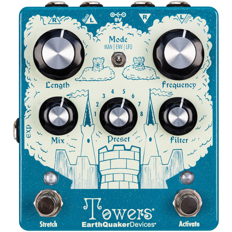 EarthQuaker Devices Towers Soundscape Generator Stereo Reverberant Filter Effects Pedal