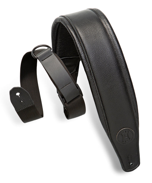 Levy's Leather Right Height Line Garment Padded Guitar Strap â€“ Black