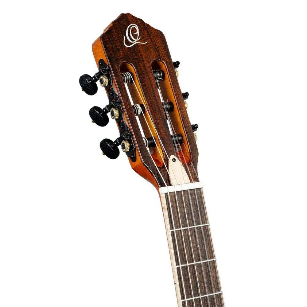 Ortega Tour Player Series Thinline Crossover Nylon String Acoustic Electric - Flamed Maple Blue