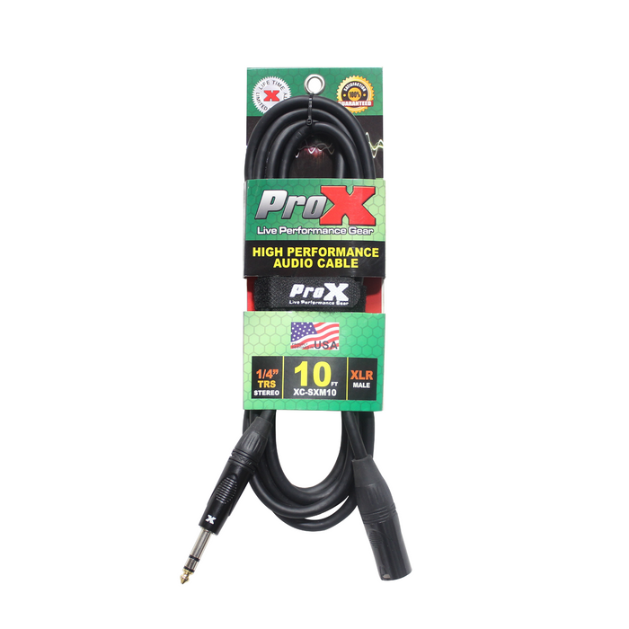 ProX XC-SXM10 10 Ft. Balanced XLR3-M to 1/4 TRS-M High Performance Audio Cable