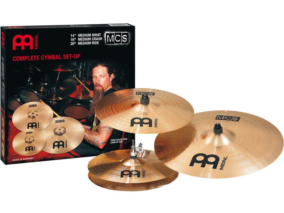 Meinl MCS Cym Set: 14" Medium Hi-Hat Cymbals, 16" Crash Cymbal, 20" Ride Cymbal