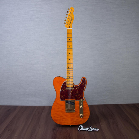 Fender Custom Shop Limited Edition Deluxe AAA Flame Custom Deluxe Telecaster Electric Guitar - Sunset Orange Transparent - #CZ590116