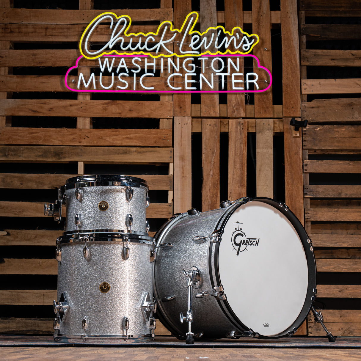 Gretsch Custom USA Nitron 3-Piece Shell Pack With 20-Inch Kick - Silver Sparkle