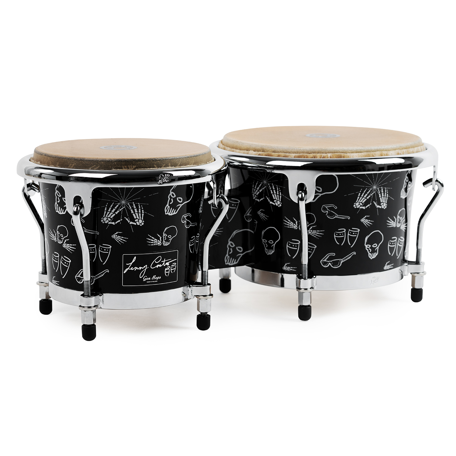 Gon Bops Lenny Castro Signature Series Bongos - Hand-Drawn Skull