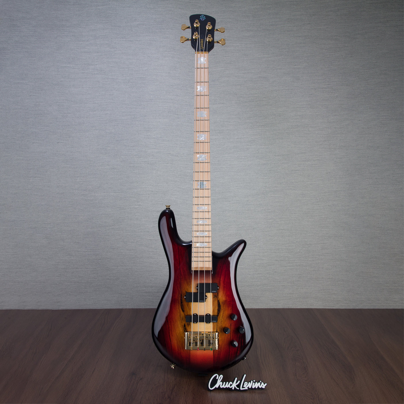 Spector Euro 4 LT Spalted Maple Bass Guitar - Fire Red Burst - CHUCKSCLUSIVE - #]C121SN 21112