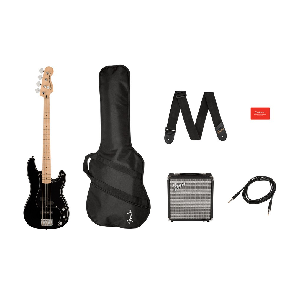 Squier Affinity Series Precision Bass PJ Pack - Black, Maple Fingerboard - New