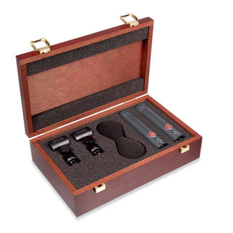 Neumann KM 184 MT Cardioid Condenser Microphone W/ Mount, Screen, and Box - Black Stereo Pair